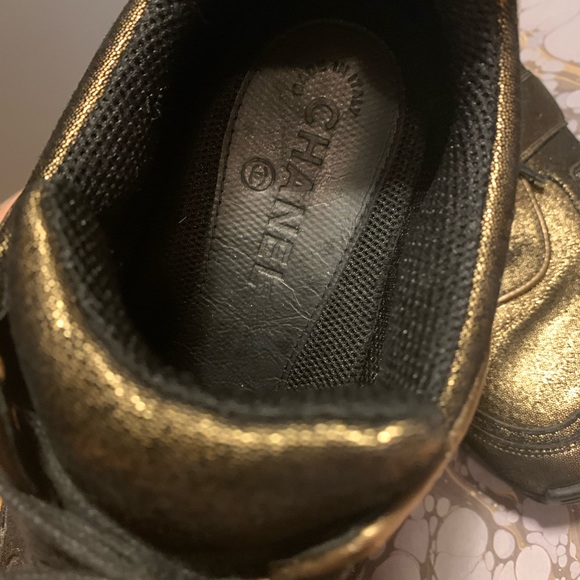 CHANEL Gold and Black Sneakers - Picture 5 of 6